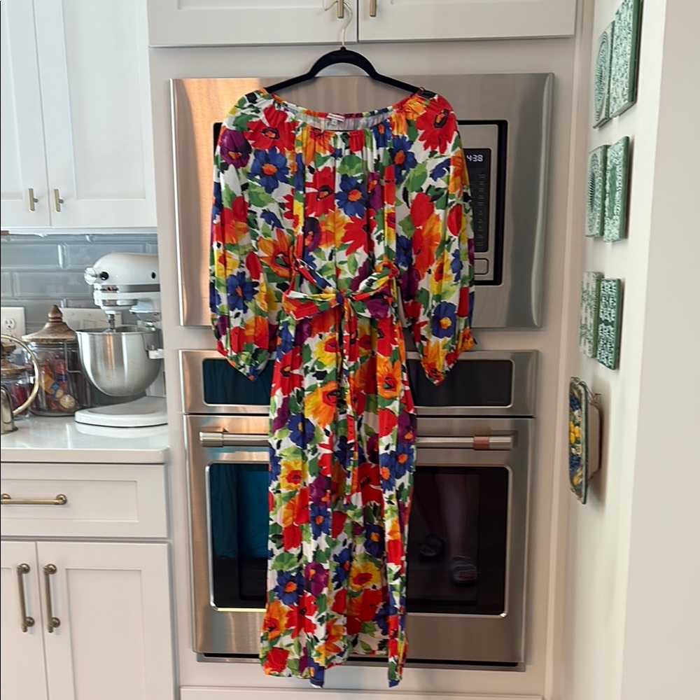 Frances Valentine Red and Orange Long Sleeve Sundress